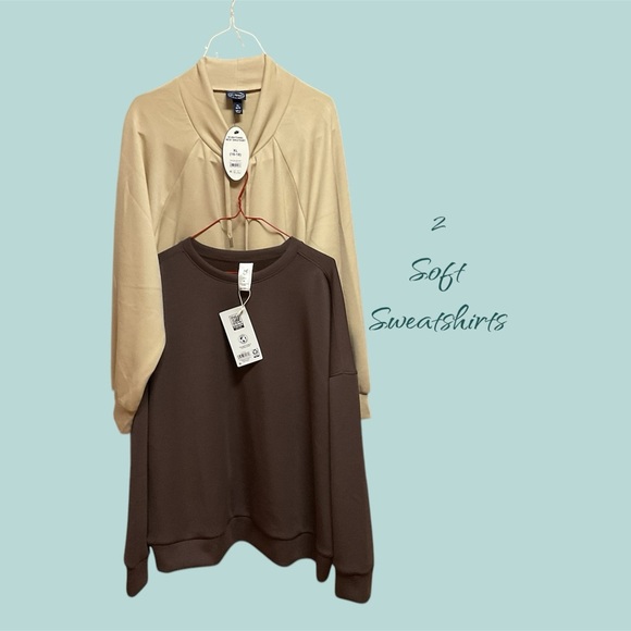 NWT 2 WOMENS XL SWEATSHIRTS BY SCOOP AND MEMBERS MARK FEEL LIKE BUTTER - Picture 1 of 7